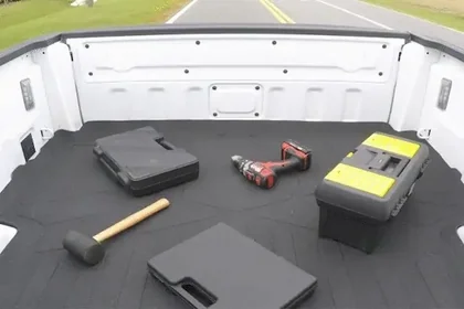 Truck bed mat in use